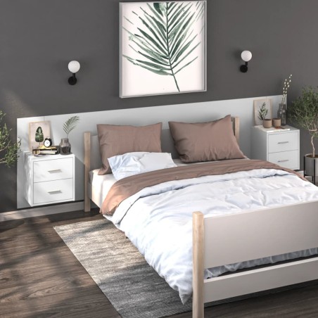 Comodini a Muro 2 pz Bianco Lucido