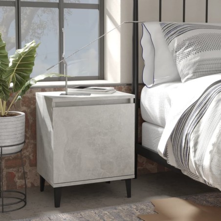 Comodini con Gambe in Metallo 2 pz Grigio Cemento 40x30x50 cm
