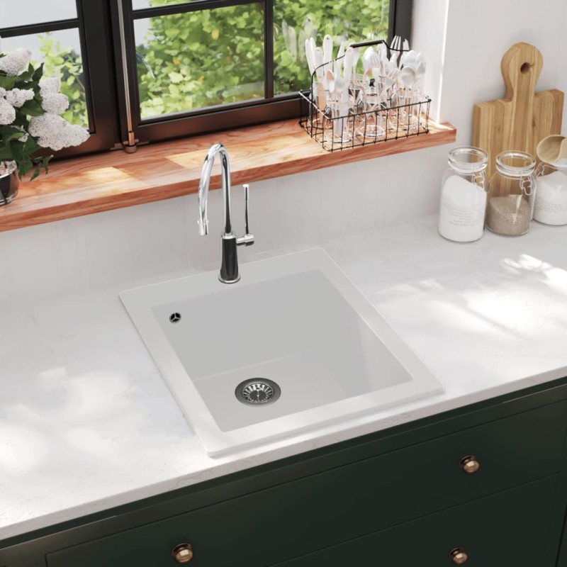 Lavandino Cucina Granito 1 Lavello ad Incasso Bianco Crema Lavandino Cucina Granito 1 Lavello ad Incasso Bianco Crema
