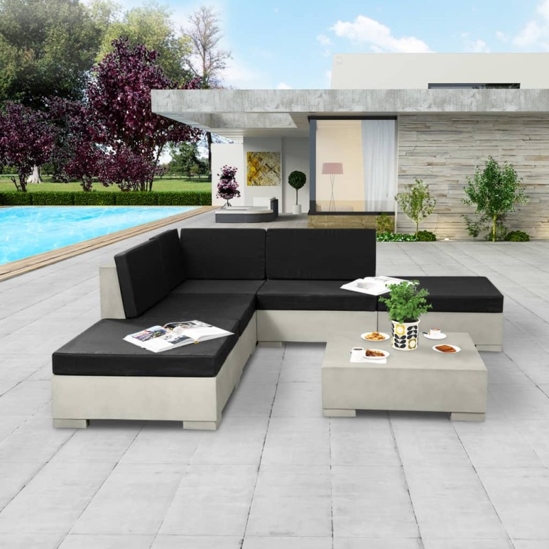 vidaXL Set Divani da Giardino 6 pz con Cuscini in Cemento Grigio vidaXL Set Divani da Giardino 6 pz con Cuscini in Cemento Grigio