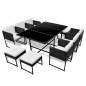 vidaXL Set da Pranzo da Esterno 11 pz con Cuscini in Polyrattan Nero vidaXL Set da Pranzo da Esterno 11 pz con Cuscini in Polyrattan Nero