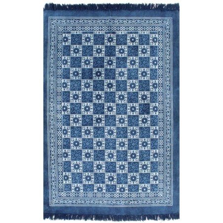 vidaXL Tappeto Kilim in Cotone 120x180 cm Blu con Motivi