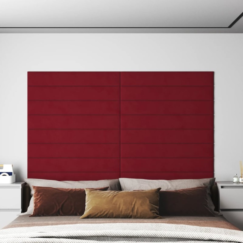 Pannelli Murali 12 pz Rosso Vino 90x15 cm Velluto 1,62 m² Pannelli Murali 12 pz Rosso Vino 90x15 cm Velluto 1,62 m²