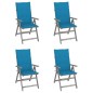 vidaXL Sedie da Giardino Reclinabili 4 pz con Cuscini Massello Acacia vidaXL Sedie da Giardino Reclinabili 4 pz con Cuscini Massello Acacia