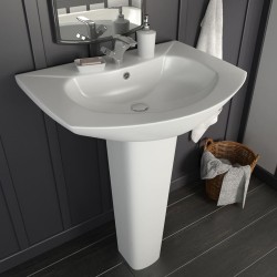 vidaXL Lavandino a Colonna in Ceramica Bianca 650x520x200 mm 