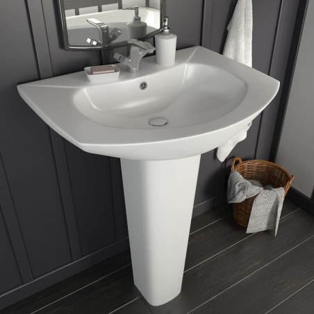 vidaXL Lavandino a Colonna in Ceramica Bianca 650x520x200 mm 