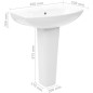 vidaXL Lavandino a Colonna in Ceramica Bianca 650x520x200 mm 