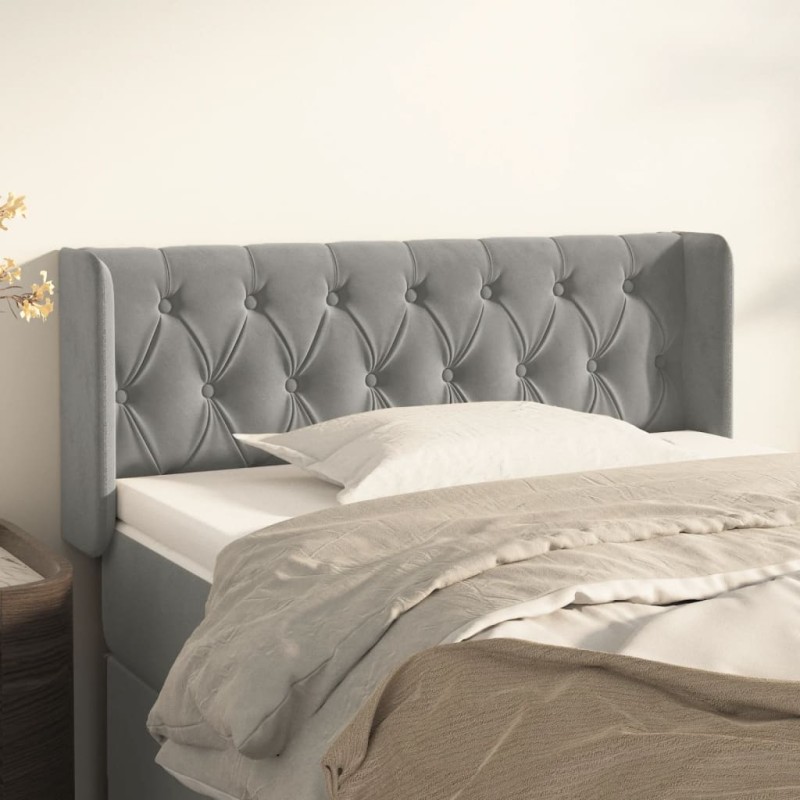 Testiera ad Orecchio Grigio Chiaro 93x16x78/88 cm in Velluto Testiera ad Orecchio Grigio Chiaro 93x16x78/88 cm in Velluto