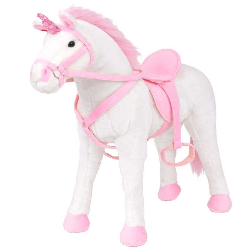 vidaXL Unicorno di Peluche in Piedi Bianco e Rosa XXL vidaXL Unicorno di Peluche in Piedi Bianco e Rosa XXL