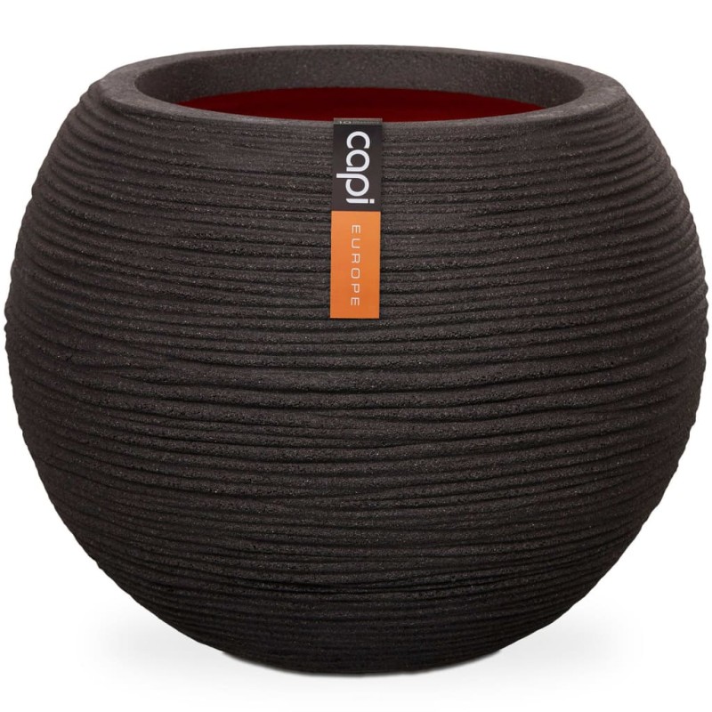 Capi Vaso a Sfera Nature Rib 62x48 cm Nero KBLR271 Capi Vaso a Sfera Nature Rib 62x48 cm Nero KBLR271