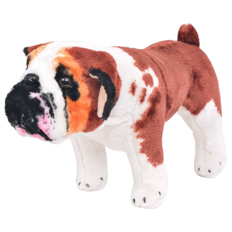vidaXL Bulldog di Peluche Giocattolo Bianco e Marrone XXL vidaXL Bulldog di Peluche Giocattolo Bianco e Marrone XXL