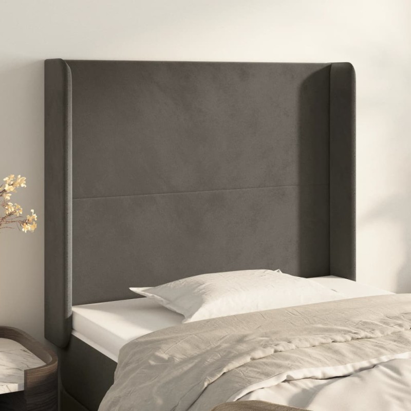 Testiera ad Orecchio Grigio Scuro 83x16x118/128 cm in Velluto Testiera ad Orecchio Grigio Scuro 83x16x118/128 cm in Velluto