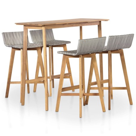 vidaXL Set da Pranzo da Giardino 5 pz in Legno Massello di Acacia