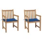 Sedie da Giardino 2 pz con Cuscini Blu Reale in Legno di Teak Sedie da Giardino 2 pz con Cuscini Blu Reale in Legno di Teak