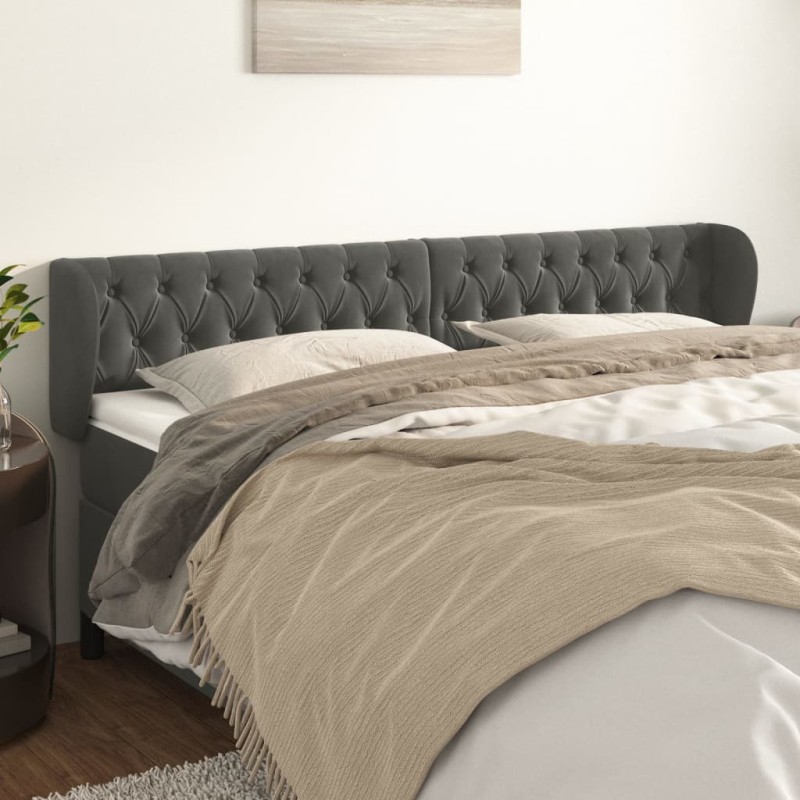 Testiera ad Orecchio Grigio Scuro 203x23x78/88 cm in Velluto Testiera ad Orecchio Grigio Scuro 203x23x78/88 cm in Velluto