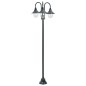 vidaXL Lampione da Giardino E27 220 cm Alluminio 3 Lampade Verde Scuro