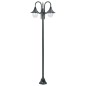 vidaXL Lampione da Giardino E27 220 cm Alluminio 3 Lampade Verde Scuro