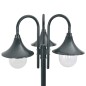 vidaXL Lampione da Giardino E27 220 cm Alluminio 3 Lampade Verde Scuro