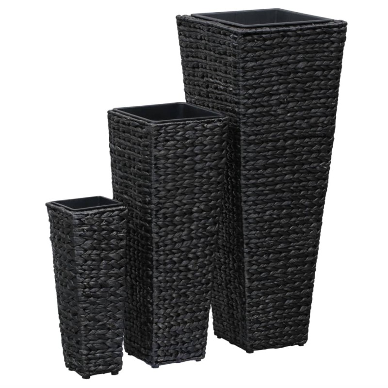 vidaXL Letti Rialzati da Giardino 3 pz in Giacinto Intrecciato Nero vidaXL Letti Rialzati da Giardino 3 pz in Giacinto Intrecciato Nero