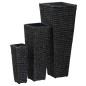 vidaXL Letti Rialzati da Giardino 3 pz in Giacinto Intrecciato Nero vidaXL Letti Rialzati da Giardino 3 pz in Giacinto Intrecciato Nero