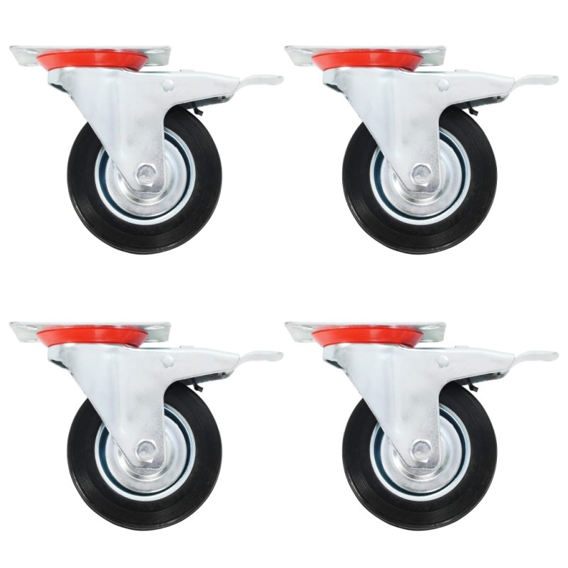vidaXL Ruote Girevoli con Doppio Freno 4 pz 100 mm vidaXL Ruote Girevoli con Doppio Freno 4 pz 100 mm