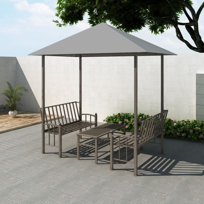vidaXL Padiglione Giardino con Tavolo e Panche 2,5x1,5x2,4m Antracite vidaXL Padiglione Giardino con Tavolo e Panche 2,5x1,5x2,4m Antracite