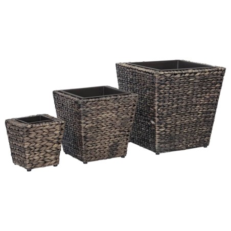 vidaXL Letti Rialzati da Giardino 3 pz in Giacinto Intrecciato Marrone