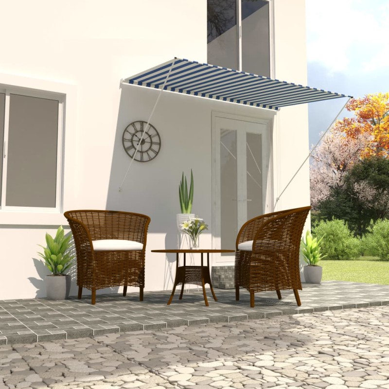vidaXL Tenda da Sole Retrattile 250x150 cm Blu e Bianco vidaXL Tenda da Sole Retrattile 250x150 cm Blu e Bianco