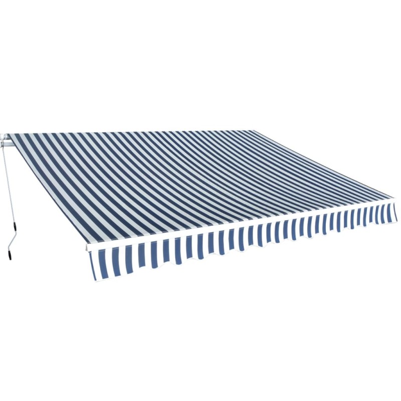 vidaXL Tenda da Sole Pieghevole Manuale 350 cm Blu/Bianca vidaXL Tenda da Sole Pieghevole Manuale 350 cm Blu/Bianca
