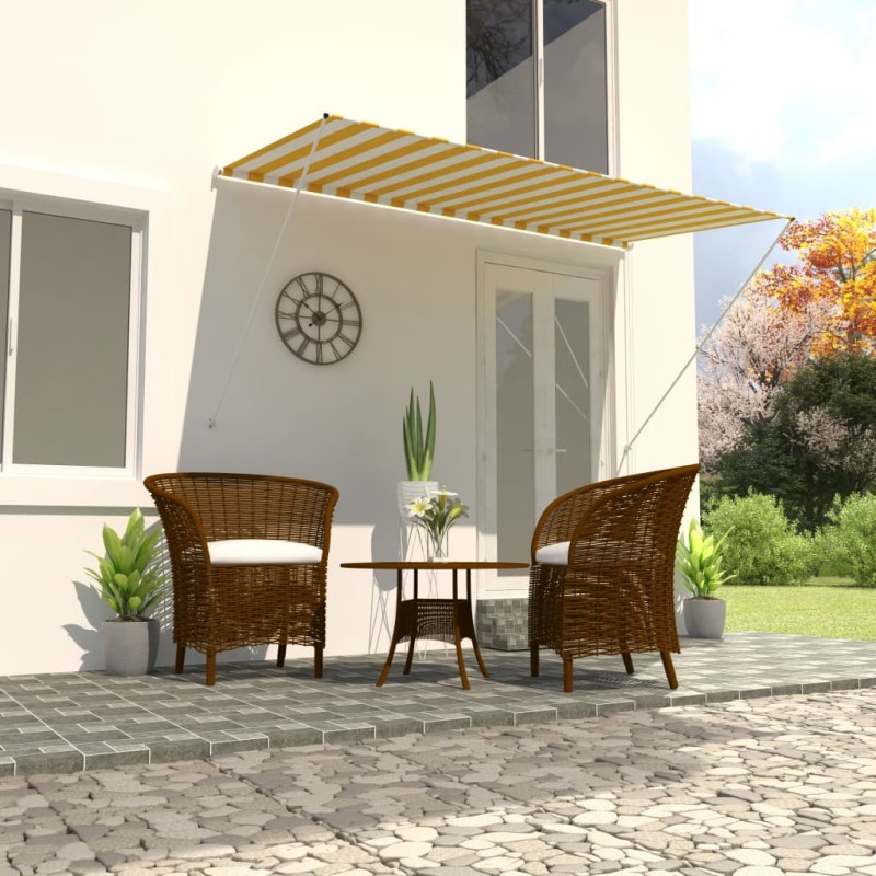 vidaXL Tenda da Sole Retrattile 250x150 cm Giallo e Bianco vidaXL Tenda da Sole Retrattile 250x150 cm Giallo e Bianco