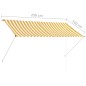 vidaXL Tenda da Sole Retrattile 250x150 cm Giallo e Bianco vidaXL Tenda da Sole Retrattile 250x150 cm Giallo e Bianco