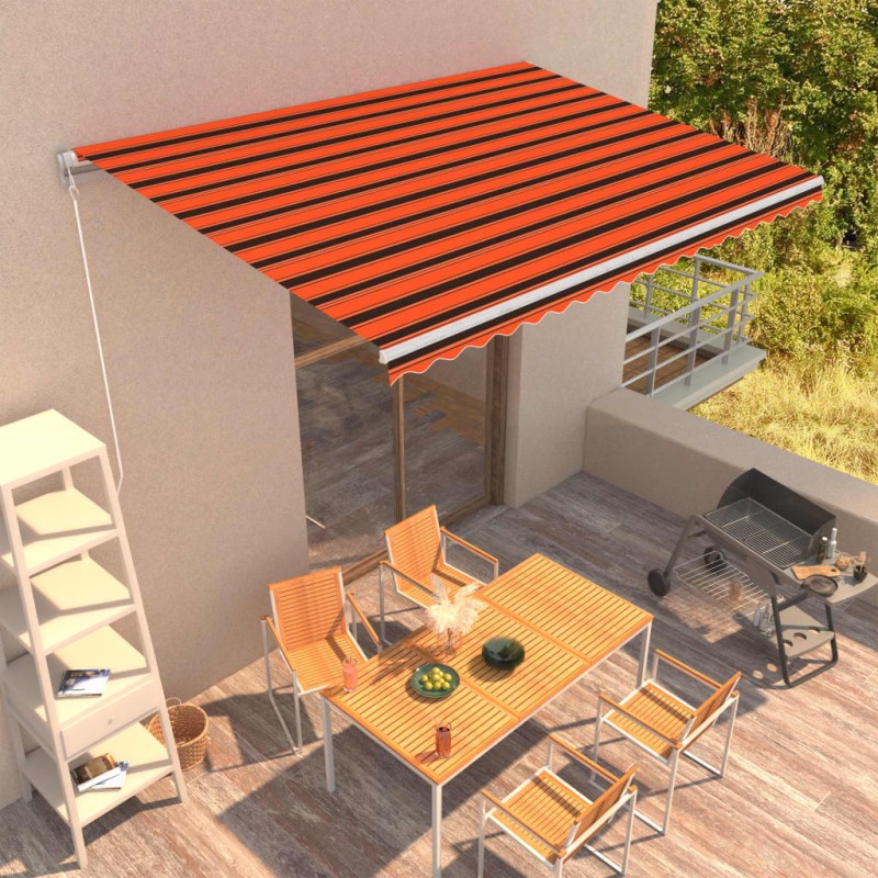 Tenda da Sole Retrattile Manuale 450x300 cm Arancione e Marrone Tenda da Sole Retrattile Manuale 450x300 cm Arancione e Marrone