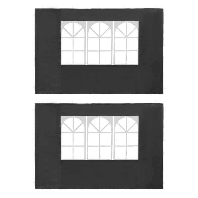 vidaXL Parete per Tendostruttura in PE 2pz con Finestra Antracite vidaXL Parete per Tendostruttura in PE 2pz con Finestra Antracite