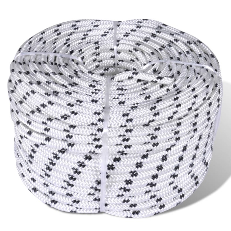 vidaXL Corda Nautica Intrecciata in Poliestere 6 mm 500 m Bianco vidaXL Corda Nautica Intrecciata in Poliestere 6 mm 500 m Bianco
