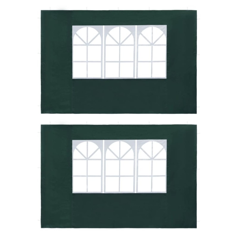 vidaXL Parete per Tendostruttura in PE 2pz con Finestra Verde vidaXL Parete per Tendostruttura in PE 2pz con Finestra Verde