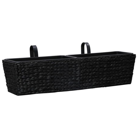 vidaXL Fioriere da Giardino 2 pz in Giacinto Intrecciato Nero