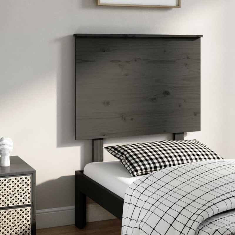 Testiera per Letto Grigia 79x6x82,5cm in Legno Massello di Pino Testiera per Letto Grigia 79x6x82,5cm in Legno Massello di Pino