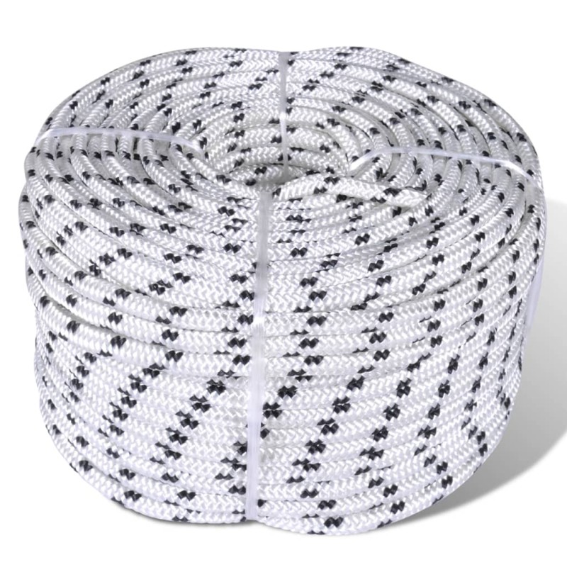 vidaXL Corda Marina Intrecciata in Poliestere 8 mm 250 m Bianco vidaXL Corda Marina Intrecciata in Poliestere 8 mm 250 m Bianco