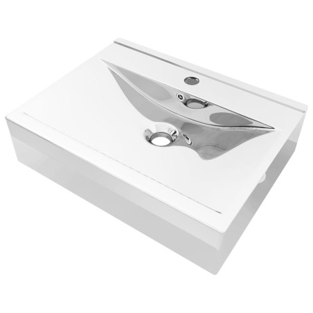 vidaXL Lavandino con Troppopieno 60x46x16 cm in Ceramica Argento