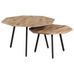 vidaXL Set Tavolino da Caffè Esagonale 2 pz in Teak di Recupero 