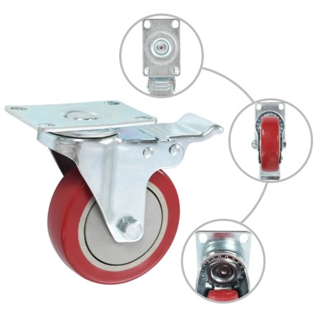 vidaXL Ruote Girevoli con Doppio Freno 4 pz 100 mm  