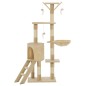 vidaXL Albero per Gatti con Tiragraffi in Sisal 138 cm Beige vidaXL Albero per Gatti con Tiragraffi in Sisal 138 cm Beige