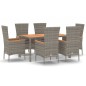 Set da Pranzo da Giardino 7 pz con Cuscini in Polyrattan Grigio Set da Pranzo da Giardino 7 pz con Cuscini in Polyrattan Grigio