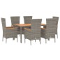 Set da Pranzo da Giardino 7 pz con Cuscini in Polyrattan Grigio Set da Pranzo da Giardino 7 pz con Cuscini in Polyrattan Grigio