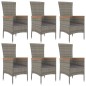 Set da Pranzo da Giardino 7 pz con Cuscini in Polyrattan Grigio Set da Pranzo da Giardino 7 pz con Cuscini in Polyrattan Grigio
