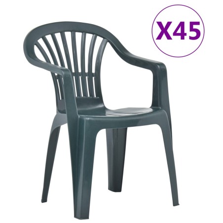Sedie da Giardino Impilabili 45 pz in Plastica Verdi