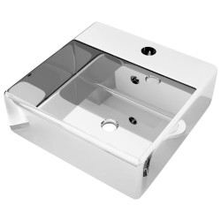 vidaXL Lavandino con Troppopieno 41x41x15 cm in Ceramica Argento