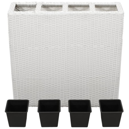 vidaXL Letto Rialzato da Giardino con 4 Vasi in Polyrattan Bianco