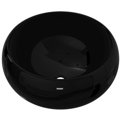 vidaXL Lavandino Tondo in Ceramica Nero 40 x 15 cm