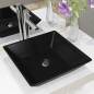 vidaXL Lavandino Quadrato in Ceramica Nero 41,5x41,5x12 cm vidaXL Lavandino Quadrato in Ceramica Nero 41,5x41,5x12 cm